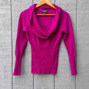 y2k Dots Slim Fit Cowl Neck Sweater sz S Purple Pink Office Siren Romantic